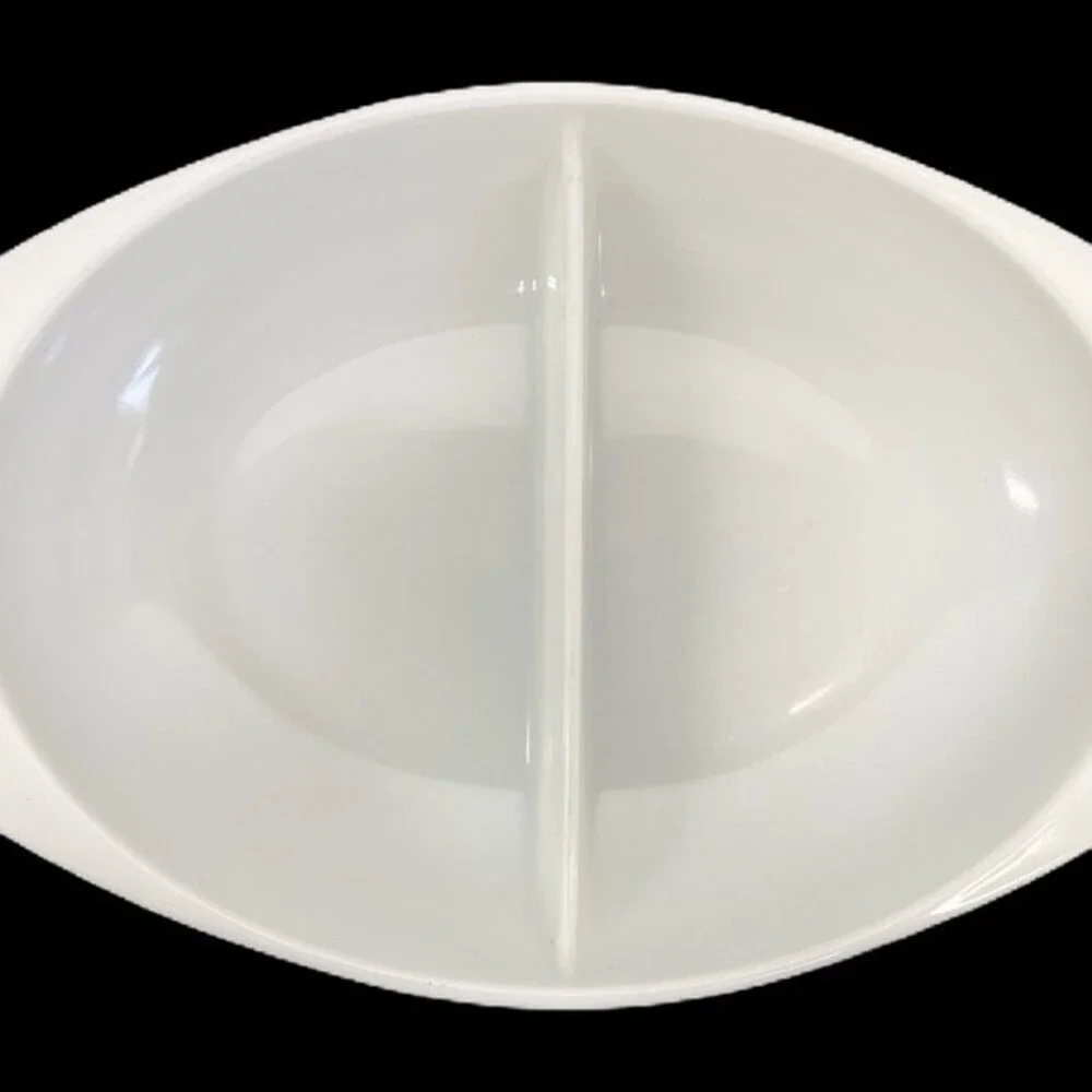 Vintage Pyrex Oval Divided Casserole‎ Dish Farmhouse Country Cottage Home Decor